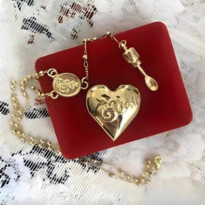 Lana Del Rey Heart Necklace LDR Spoon Necklace Gift for Her Gold Beaded Chain Pendant Christmas Gifts High Quality Silver and Gold Etsy