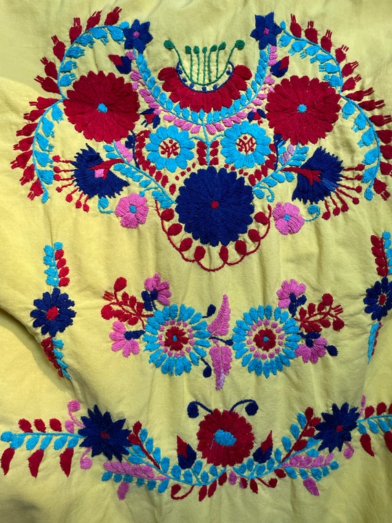 Vintage Embroidered Yellow Dress - image 6