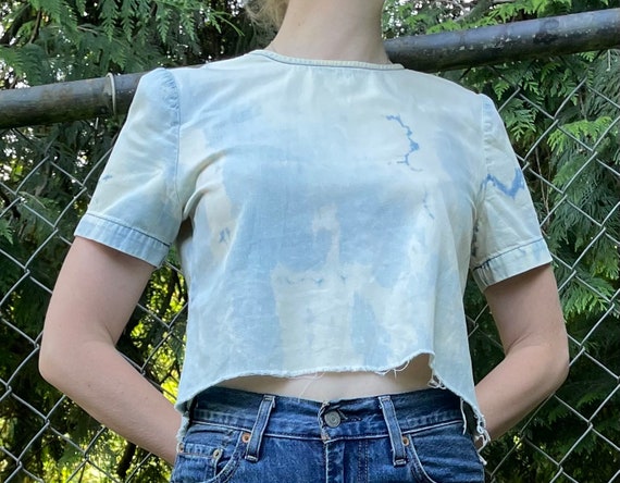 Bleached Denim Crop Top - image 1