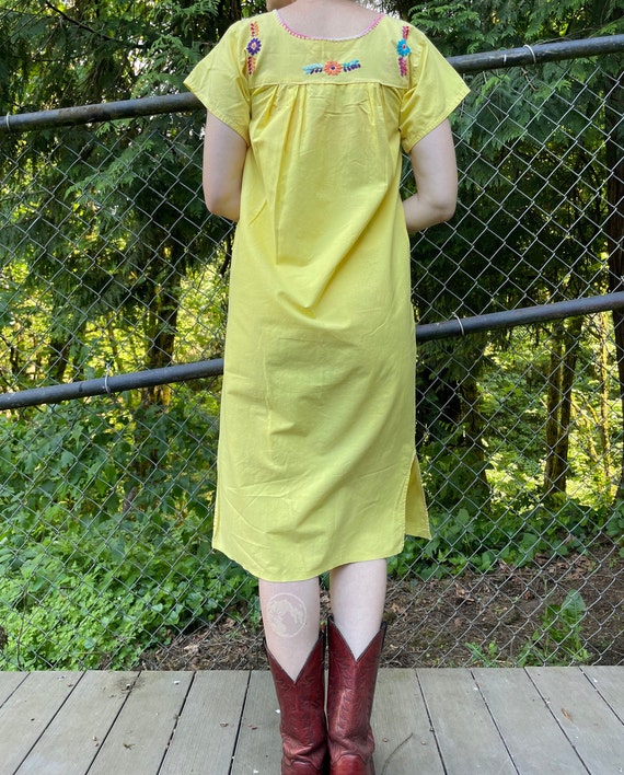 Vintage Embroidered Yellow Dress - image 3
