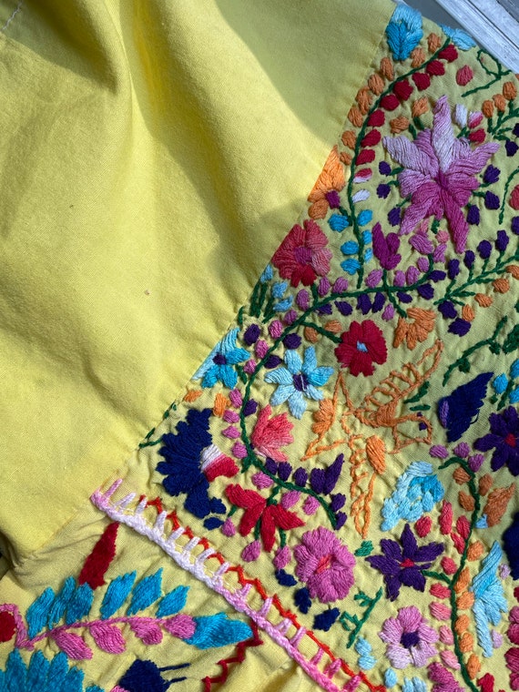 Vintage Embroidered Yellow Dress - image 7