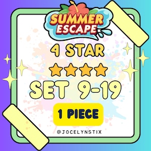 Mogo 4 Star Stickers 1 Piece Complete Set 9 to 19 - Summer Escape