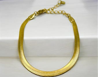 FOCALOOK Bracciale Da Donnaa Elastico A Catena Serpente Regolabile In Acciaio Inossidabile Placcato Oro 18K Bracciale Regolabile Donna Oro Larghezza