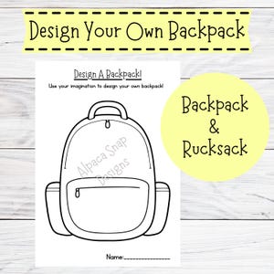 Design Your Own Backpack/Rucksack Activity: Printable Activity Template (PDF Download A4/US Letter Size)
