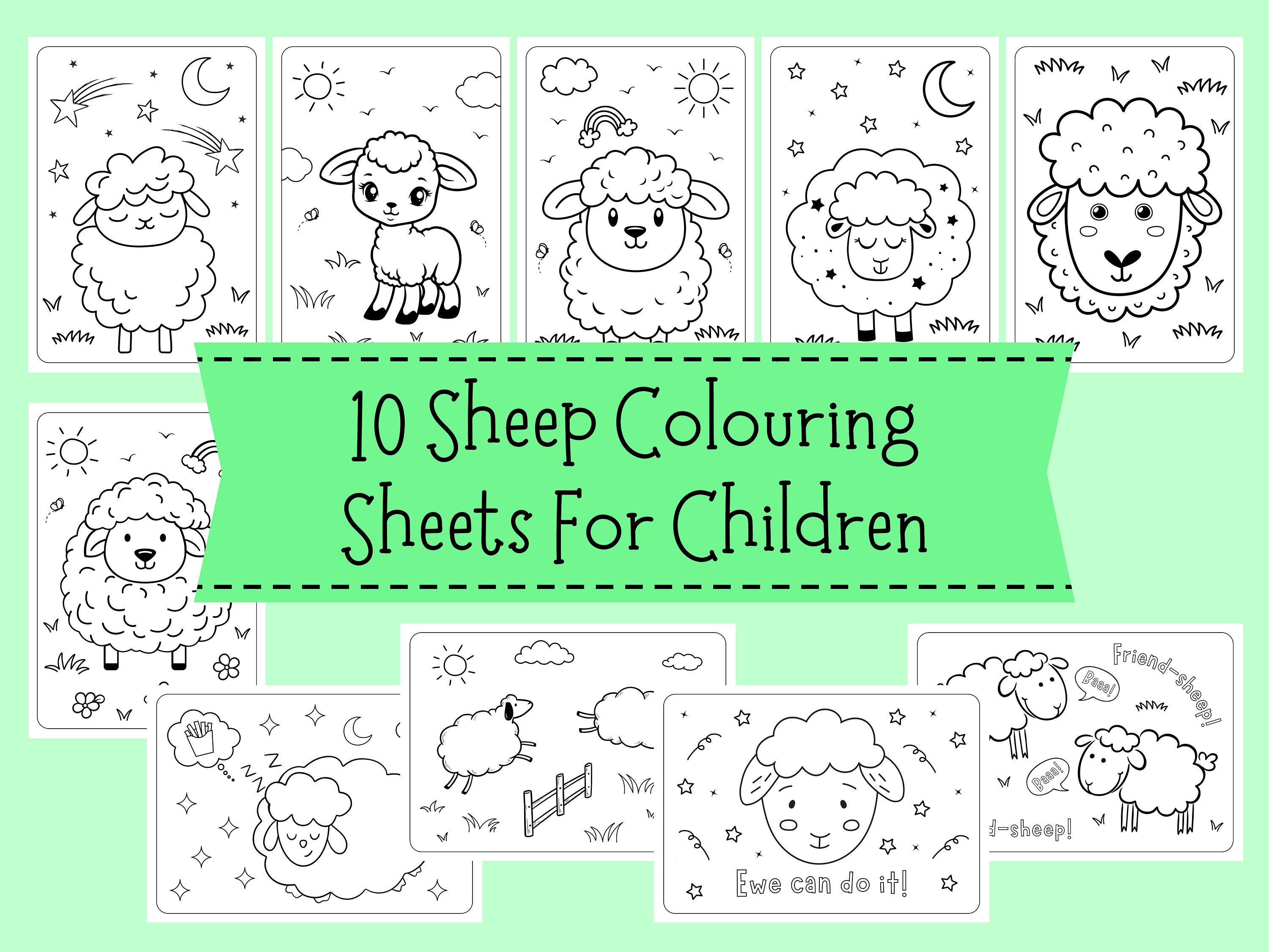 Sheep Colouring Sheets for Children Sheep Coloring Pages for Kids Cute ...