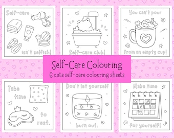 Self Care Ausmalbilder - Wohlbefinden Malseiten - mutige und einfache Designs - für Erwachsene und Jugendliche - Instant Download PDFs