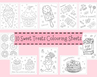 Sweet Treats Colouring Sheets For Children - Dessert Coloring Pages For Kids - Treats Activity Printables - Cute Colouring PDF Downloads