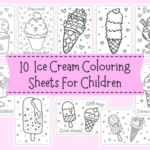 Ice Cream Colouring Sheets For Children - Ice Cream Coloring Pages For Kids - Ice Cream Colouring Booklet - Summer Coloring - Sweet Coloring