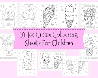 Disegni da colorare sul gelato per bambini - Pagine da colorare sul gelato per bambini - Attività stampabili sui dessert - Download PDF di lavoretti sul gelato
