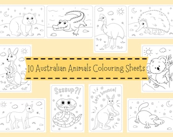 Australian Animals Colouring Sheets For Children - Australian Coloring Pages For Kids - Kangaroo Activity Printables - Koala Craft Downloads