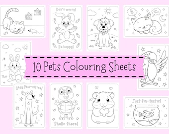 Pets Colouring Sheets For Children - Pets Coloring Pages For Kids - Cute Pets Colouring Printables - Pet Colouring PDF Downloads