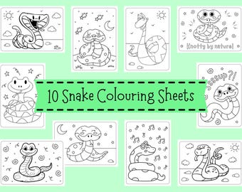 Feuilles à colorier de serpents pour enfants - Coloriages de serpents pour enfants - Imprimables d'activités effrayantes de serpents - Créations de reptiles à télécharger