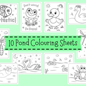 Teich Malvorlagen für Kinder - Teich Malseiten für Kinder - süße Teich Aktivität Printables - Teich Handwerk PDF zum Herunterladen