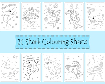 Shark Colouring Sheets For Children - Shark Coloring Pages For Kids - Scary Shark Printables - Shark Activity Downloads