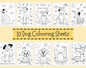 Dogs Colouring Sheets For Children - Puppy Coloring Pages For Kids - Cute Dog Activity Printables - Dogs Colouring / Craft PDF Downloads