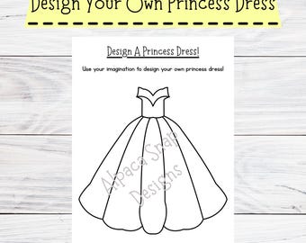 Design A Princess Dress Printable: Kids' Activity Template (PDF Download) -  Etsy New Zealand