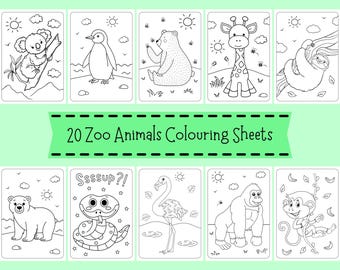 Disegni da colorare di animali dello zoo per bambini - Pagine da colorare dello zoo per bambini - Attività stampabili dello zoo - Download di disegni da colorare di animali selvatici