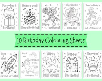 Birthday Colouring Sheets - Birthday Colouring For Children - Birthday Coloring Pages For Kids - Birthday Party Activities - Birthday Fun