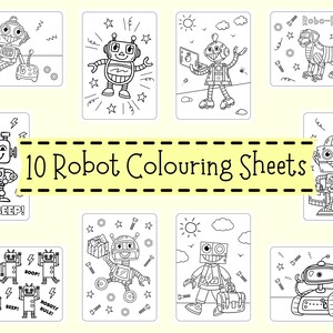 Robot Colouring Sheets For Children - Robot Coloring Pages For Kids - Robot Activity Printables - Robot Colouring PDF Downloads