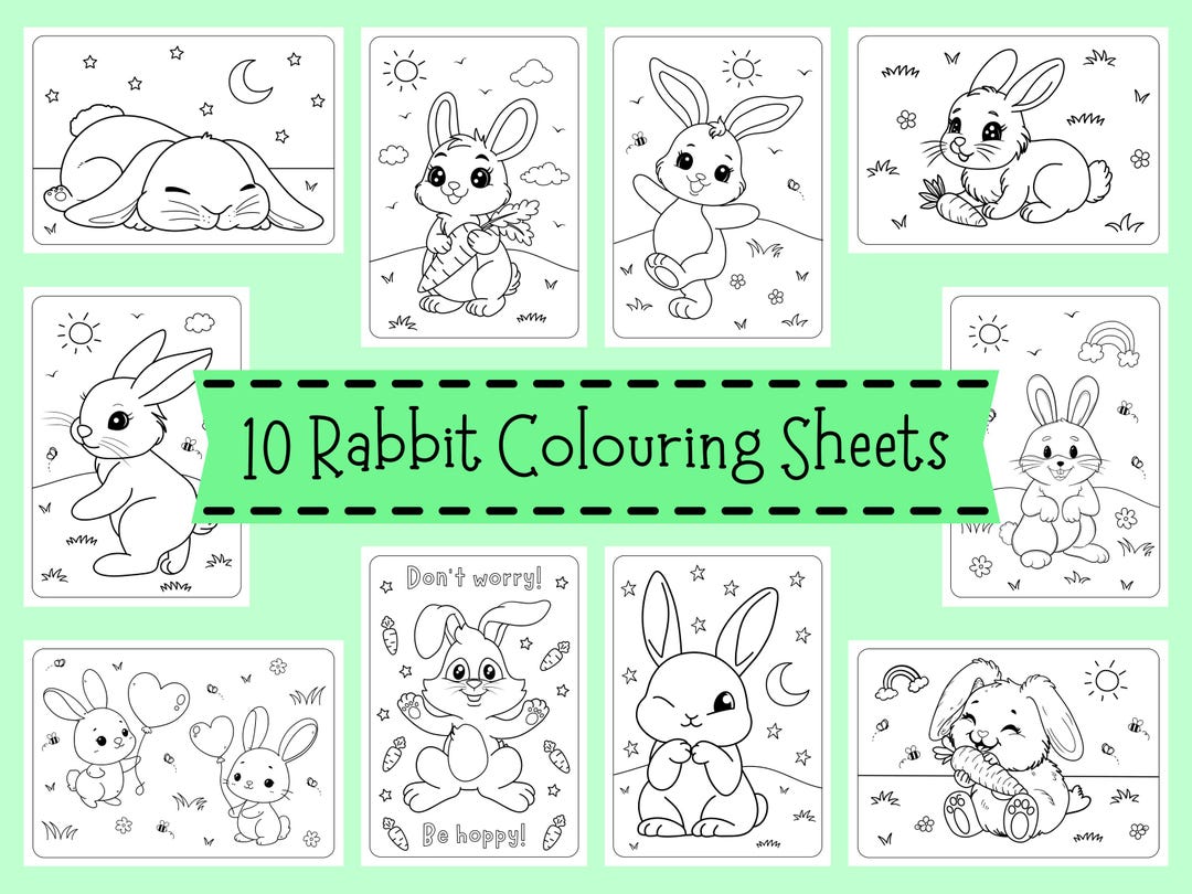 Colouring Pages Rabbit House Rabbit Colouring Sheets for Children - Bunny Coloring Pages for Kids ...