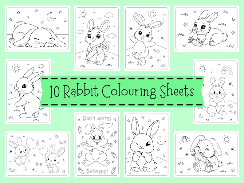 Rabbit Colouring Sheets for Children - Bunny Coloring Pages for Kids ...
