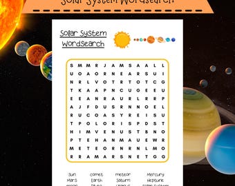 Solar System Word Search Puzzle: Printable Space Activity (PDF Download A4/US Letter Size