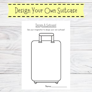 Design A Suitcase Printable - Design Your Own Suitcase Activity - Suitcase Template - Vacation Activity For Kids - Holiday Activity Page