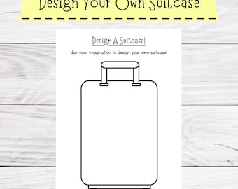 Design A Suitcase Printable - Design Your Own Suitcase Activity - Suitcase Template - Vacation Activity For Kids - Holiday Activity Page