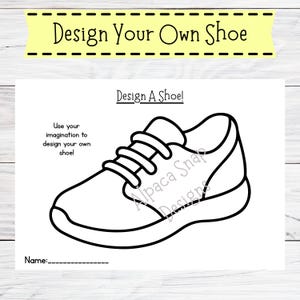 Imprimible "Diseña tu propio zapato": Manualidad para niños (Descarga en PDF) - Diseña tu propia zapatilla deportiva