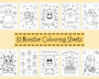 Monster Colouring Sheets For Children - Scary Monster Coloring Pages For Kids - Fun Monster Activity Printables - PDF Downloads
