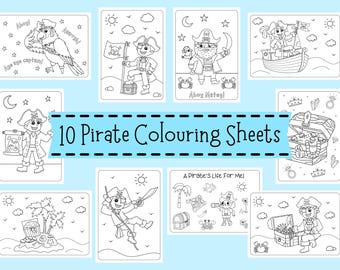 Hojas para colorear de piratas para niños - Páginas para colorear de piratas para niños - Imprimibles de actividades de piratas - Descargas PDF de manualidades de piratas