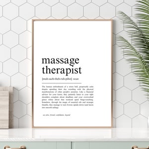 Massage Therapist Definition Print, Massage Therapist Meaning Print, Massage Therapist Wall Art, Massage Therapist Gift, Massage Studio Art