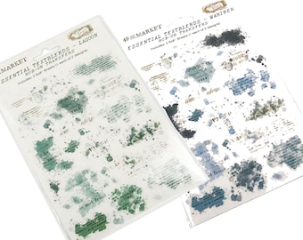 49 and Market - Essential Textblends - Rub-on Transfers - 2pk of 6"x8" sheets - Mariner or Lagoon