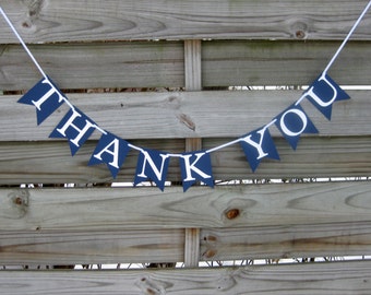 Navy Blue Thank You Banner: Wedding Photo Prop