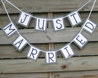 Just Married Banner - Wedding Decoration in Custom Colors