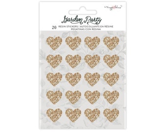 Maggie Holmes - Garden Party - Gold Glitter Resin Heart stickers