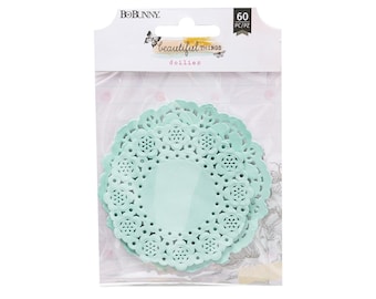 Bo Bunny - Beautiful Things - Round Teal Doilies - pack of 60