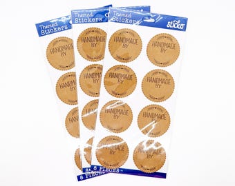 Handmade By circle label stickers - set of 24 labels