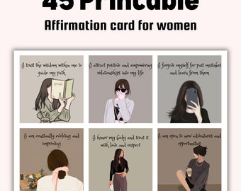 45 Affirmation cards for women | Positive cards | Positive quotes flash cards | boost confidence | Printable version | Affirmation cards