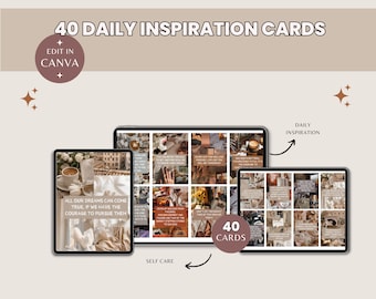 40 Affirmation Cards | Daily Inspiring | Women Self-care | Aesthetic Cards | Flash Cards