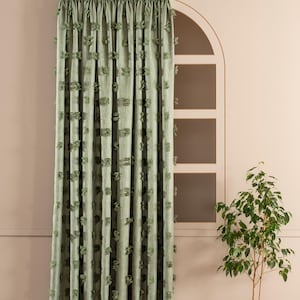 Floral Linen Blackout Curtains, Farmhouse Curtains, Custom Size Curtains, Custom Curtains, Blackout Curtains, Curtains, Housewarming Gift