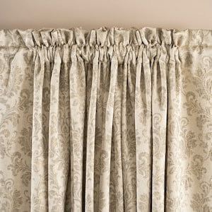 Vintage Jacquard Damask Curtains, Custom Floral Drapery Panels for Living Room and Bedroom, Custom Size Rod Pocket, Grommet,Hooks and Rings.