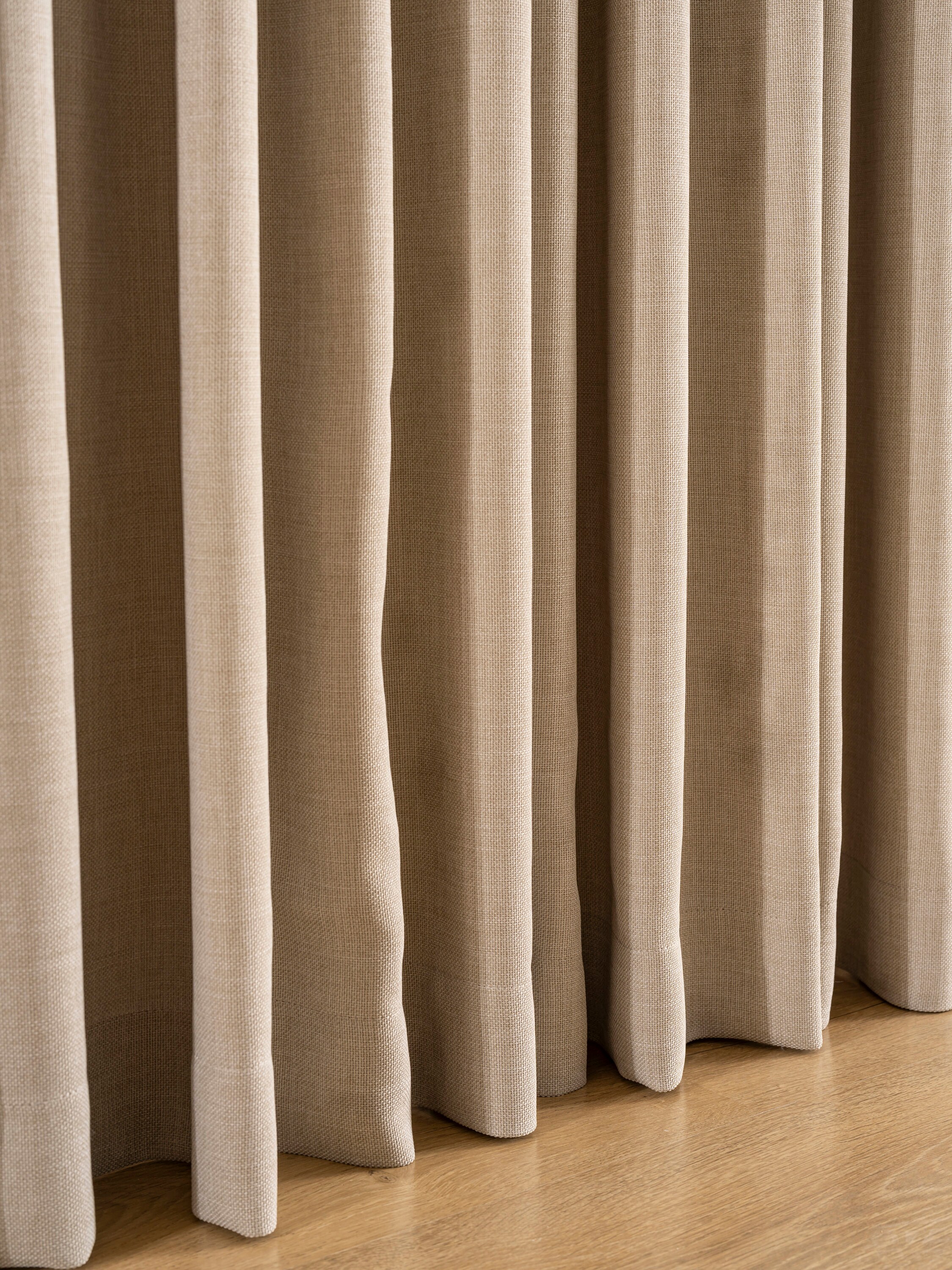 Double pleat linen curtain panel