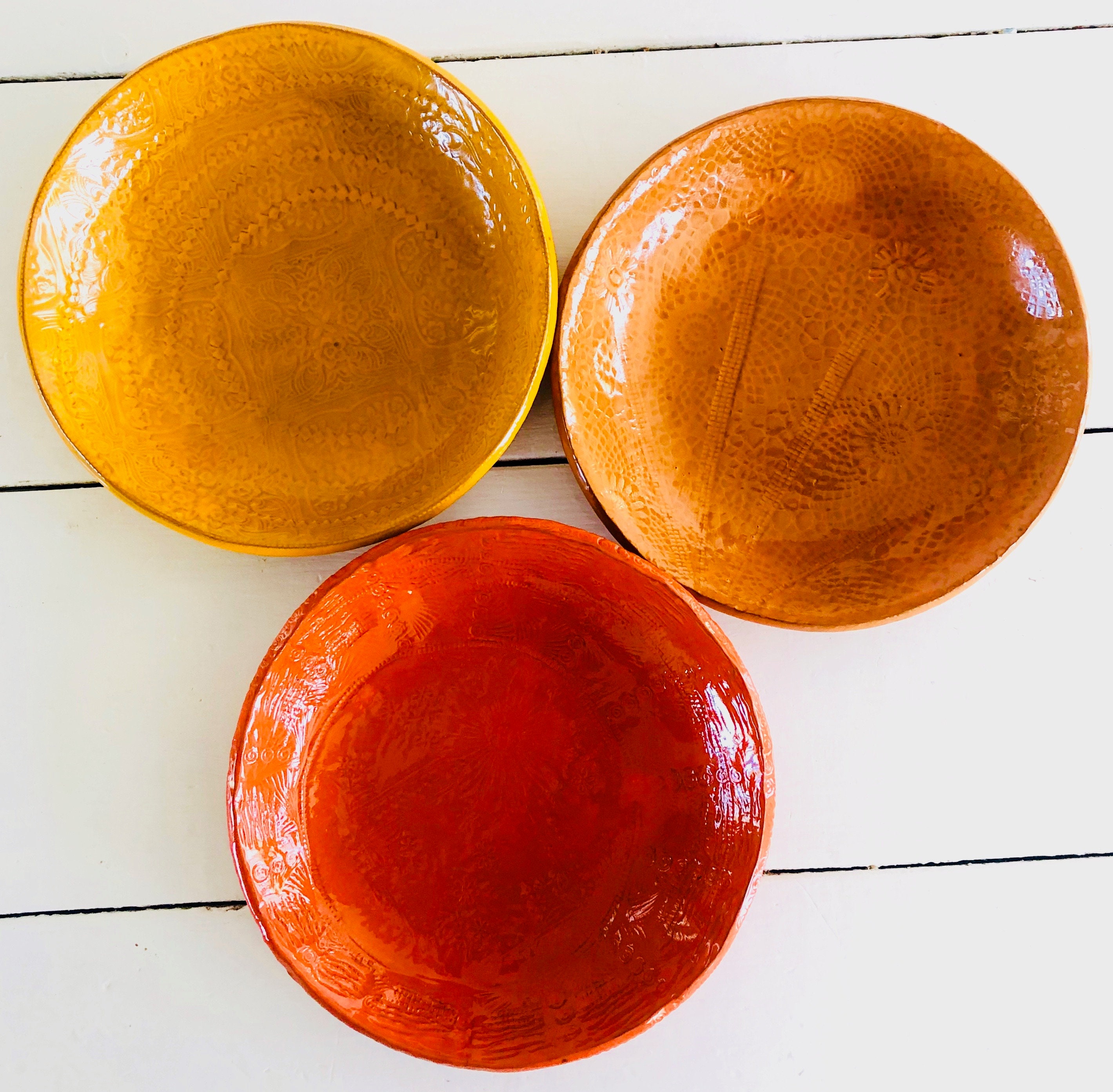 LIGHT ORANGE Serving Platter handmade ceramics pattern Etsy