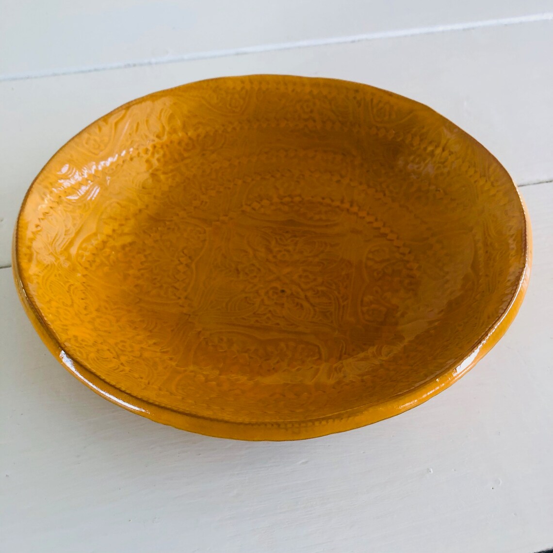 LIGHT ORANGE Serving Platter handmade ceramics pattern Etsy