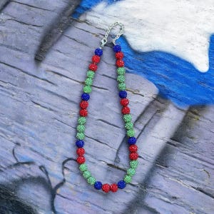 Green, Red & Blue Dugout Drip Necklace