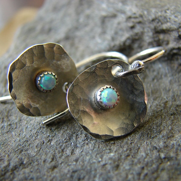 sterling silver pools dangle earrings with opal stones