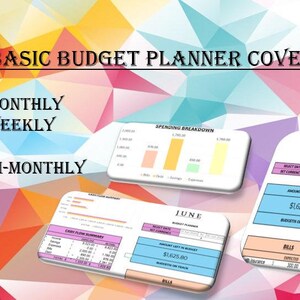 May include: A basic budget planner with covers for monthly, weekly, or bi-monthly budgeting. The planner includes sections for spending breakdown, debt payments, and bills. The planner is designed to help you track your finances and stay on budget.