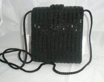 Vintage Black Beaded Eveningbag by Magid