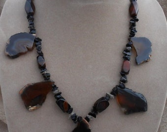 Genuine Agate Necklace 5 Pendant Dangle Style One Of A Kind